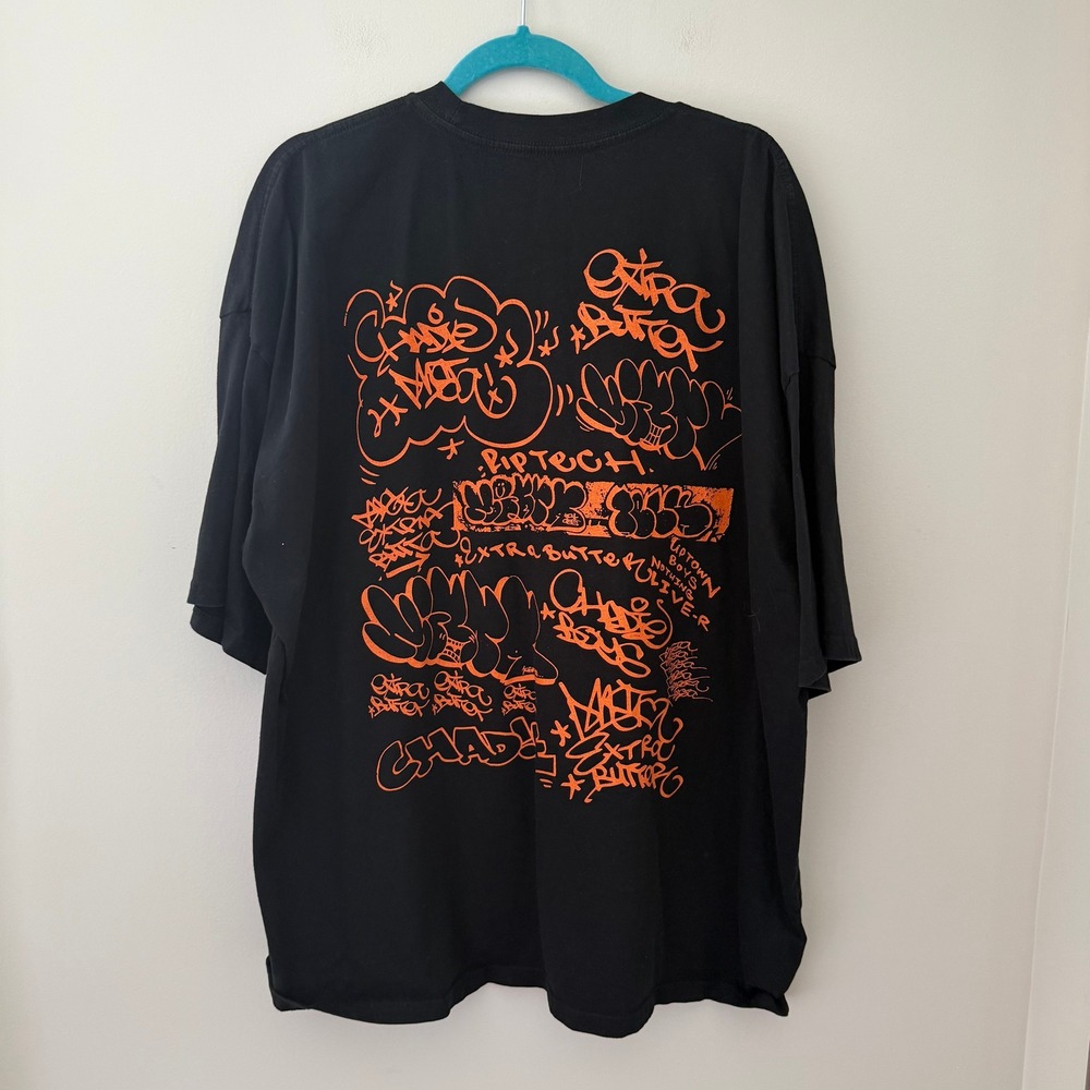 Extra Butter New York Graffiti Graphic T-Shirt Black Orange Mens 2X XXL - Picture 4 of 5
